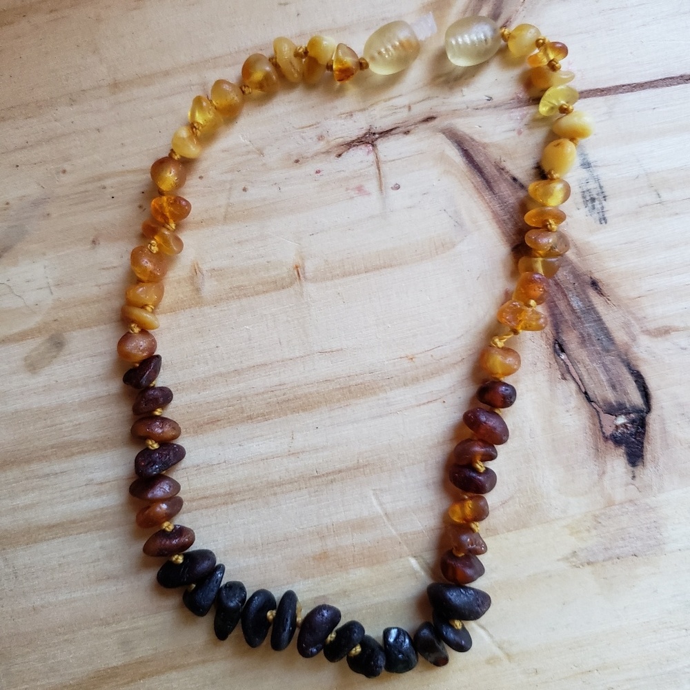 Raw ombre baltic amber teething necklace